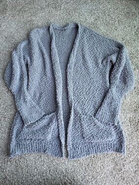 Cozy Open-Front Women's Gray Oversized Chunky Cardigan Sweater